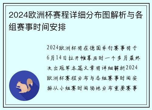 2024欧洲杯赛程详细分布图解析与各组赛事时间安排